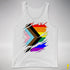 LGBTQ Progress Pride Flag Ripped Reveal Premium Tank Top - White